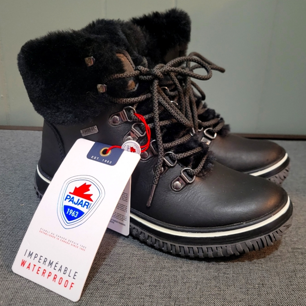Pajur Canada Galat Size 6 Faux Fur Lined Black Winter Boots (NWT)